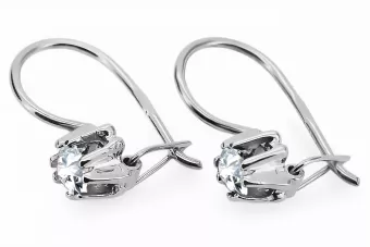Стерлингово сребро 925 14k 583 Zircon Обеци vec053s Руски Съветски СССР Винтидж стил Ар-деко style
